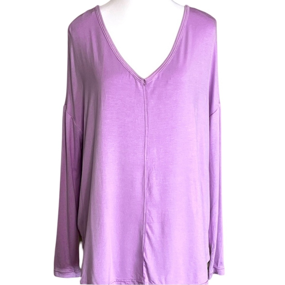 NWT Free People Miracle Trapeze V-Neck Tee Sz XS Lavender Relaxed Boho Casual